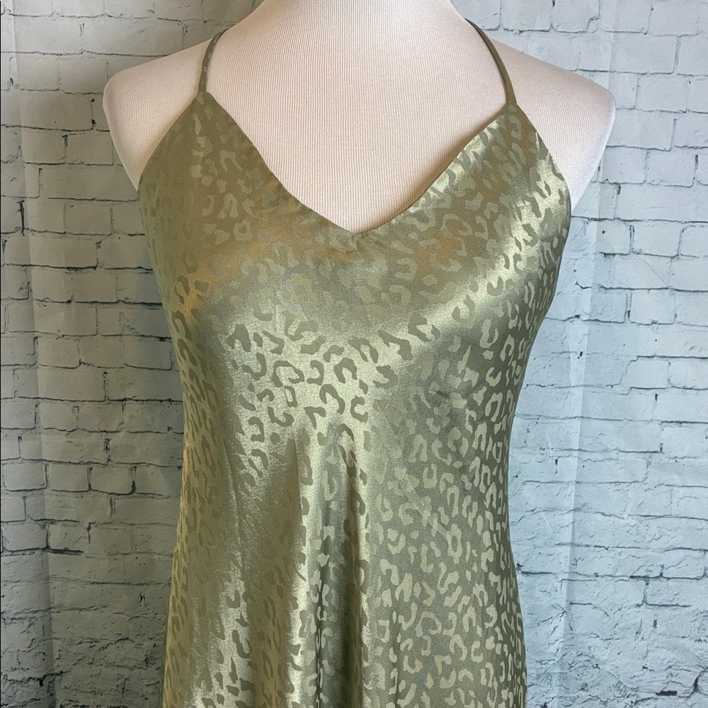 Show Me Your Mumu Zio Dress Sz L Sage Green Cheetah Slip Dress Coquette Lingerie - Picture 6 of 16